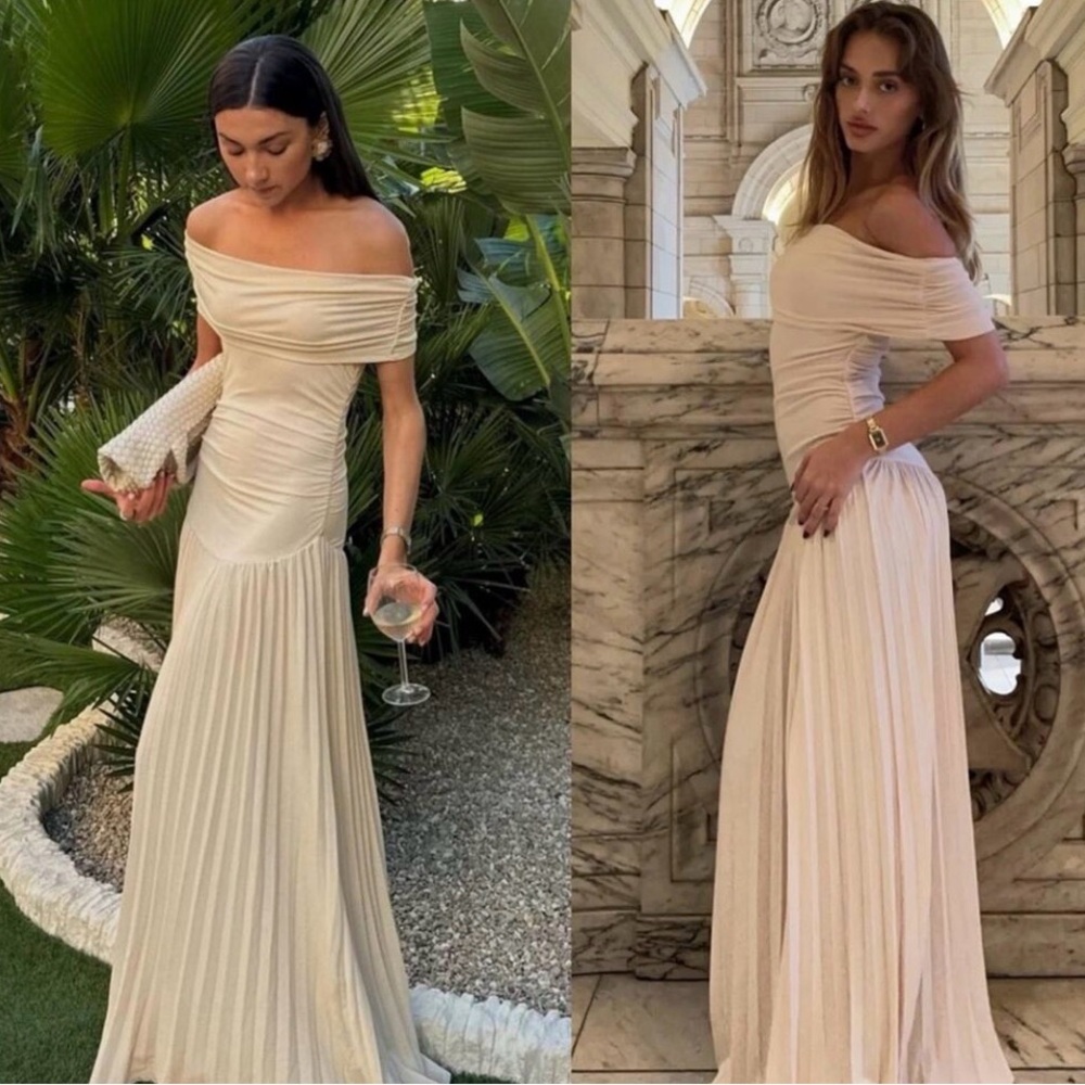 Lioness Field of Dreams Strapless in Oatmeal Maxi Dress Size Small